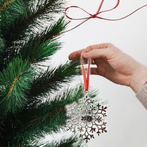 2023 Silver Snowflake Christmas Ornament Seasonal Decor 3.125"L x 4"H